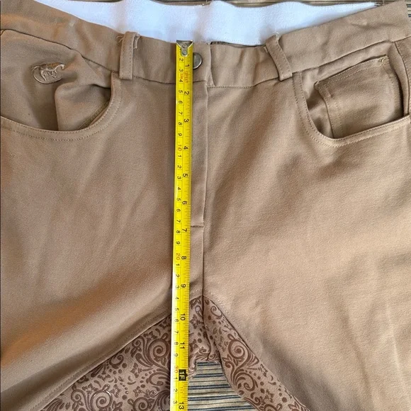 Piper by SmartPak Breeches Tan Paisley Silicone Grip Full Seat Riding Pants - Picture 4 of 16